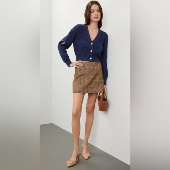 Derek Lam 10 Crosby x RTR Navy Blue Braided Cardigan Sweater with Gold Buttons - Picture 5 of 12